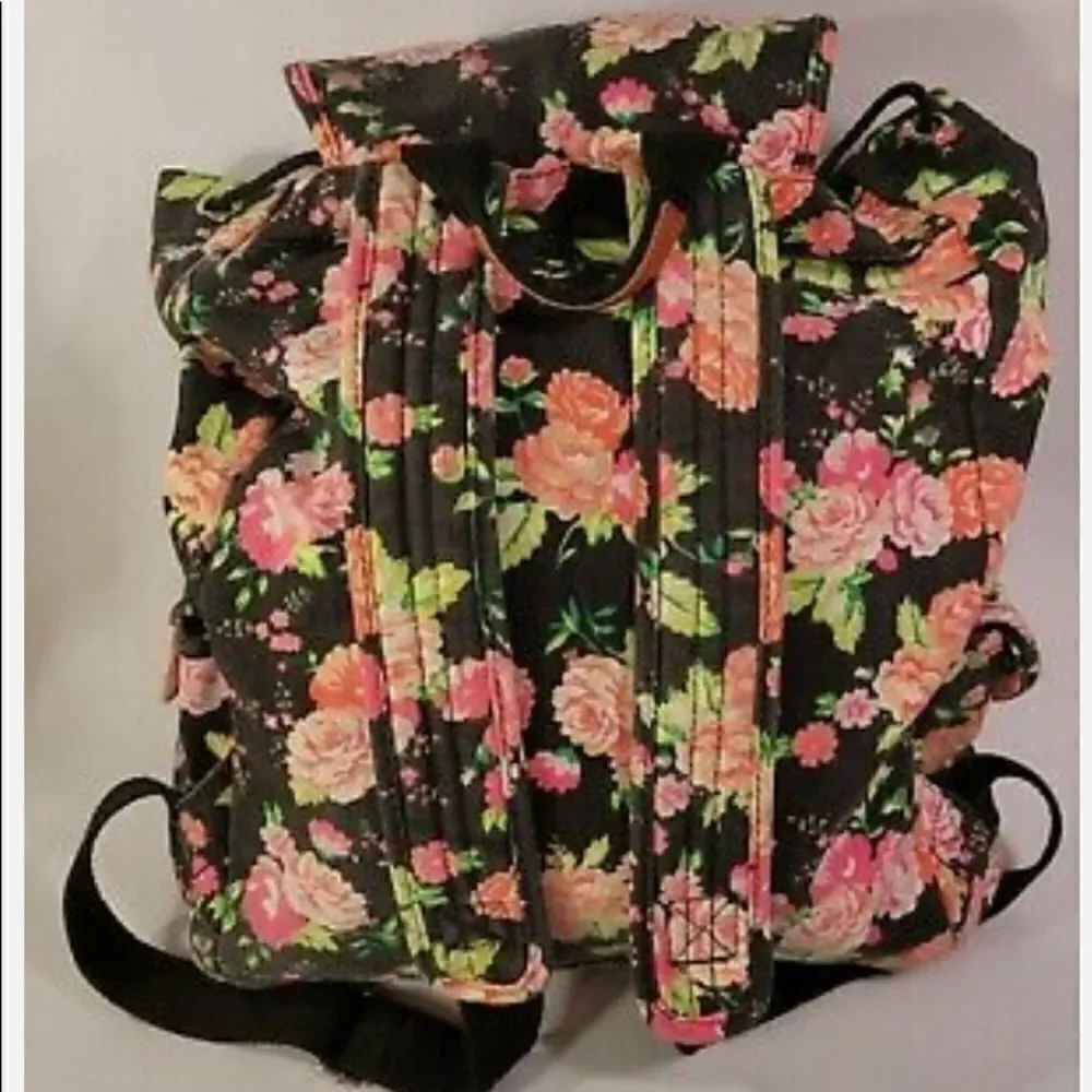 Victoria’s Secret vs pink neon floral campus slouch backpack everyday vintage - Picture 5 of 6